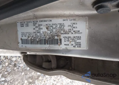 2001 Toyota 4Runner Sr5 V6 from USA, damaged, VIN JT3GN86R210199563